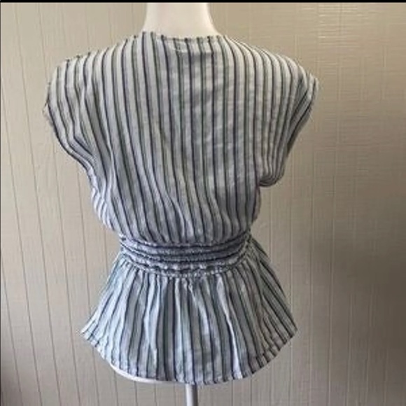 Max Studio
Pinstripe V-Neck Waist Tie Blouse Size M - Picture 3 of 5